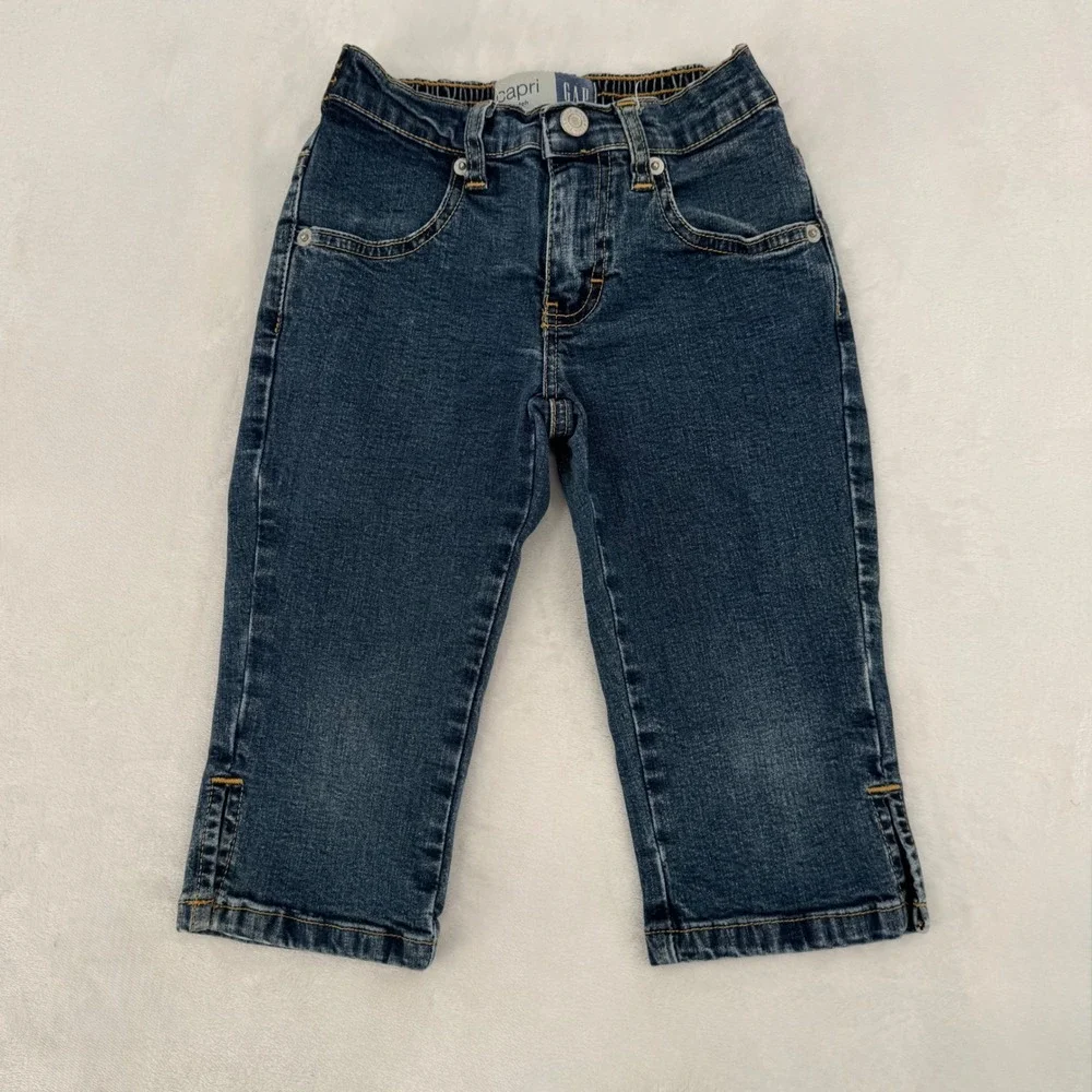 Gap Kids Girls Sz 4 Stretch Denim Capris Cropped Pants Vintage 2000s Y2K Cotton